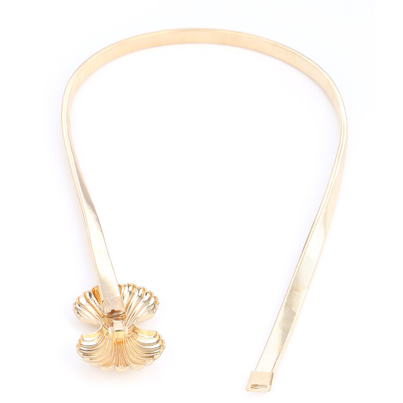 Dámska teleskopická kovová tenká pracka na opasok Gold Spring Stretch Elastic pre kabáty, ozdobné doplnky do pása