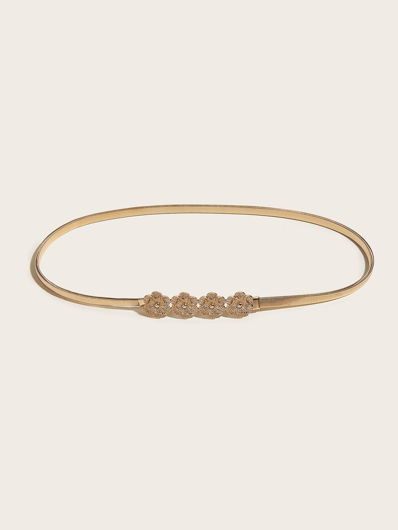 Arany virág tavaszi csat teleszkópos, állítható hosszúságú női övek női lány ruha ing ruházat elasztikus fém derékpánt