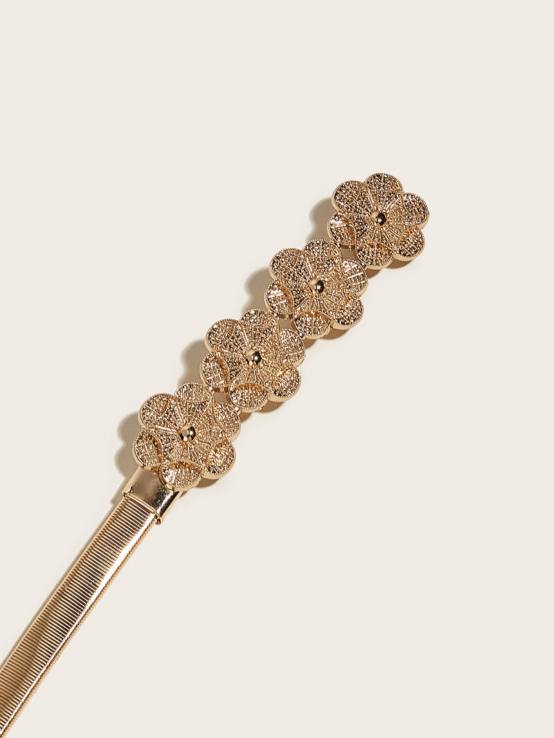 Arany virág tavaszi csat teleszkópos, állítható hosszúságú női övek női lány ruha ing ruházat elasztikus fém derékpánt