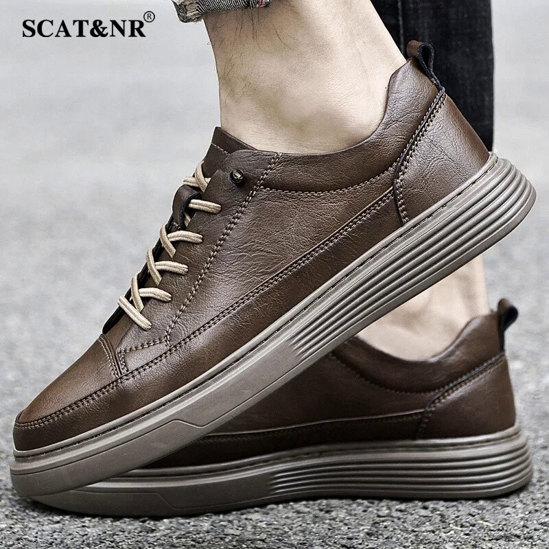 Cipele za slobodno vrijeme od prave kože, muške bijele tenisice, modni dizajner, univerzalne Four Seasons retro niske cipele za hodanje MUŠKE CIPELE za slobodno vrijeme