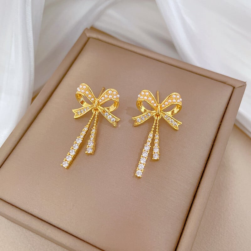 Klasikinis nerūdijančio plieno mikro inkrustuotas perlų kutų lankas karoliai auskarai mados mergaičių vakarienės puošnus papuošalų rinkinys