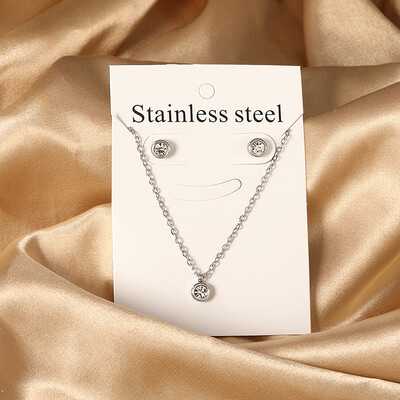 Σετ κοσμημάτων από ανοξείδωτο ατσάλι 2 τεμαχίων για γυναίκες Μοντέρνα επιχρυσωμένα κολιέ και σκουλαρίκια Δώρο γαμήλιας δεξίωσης