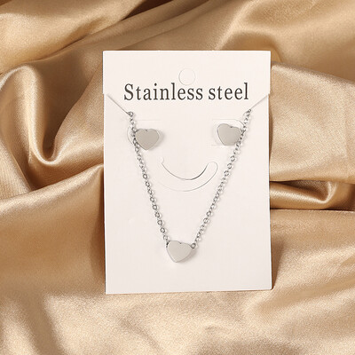 Σετ κοσμημάτων από ανοξείδωτο ατσάλι 2 τεμαχίων για γυναίκες Μοντέρνα επιχρυσωμένα κολιέ και σκουλαρίκια Δώρο γαμήλιας δεξίωσης