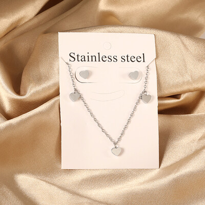 Σετ κοσμημάτων από ανοξείδωτο ατσάλι 2 τεμαχίων για γυναίκες Μοντέρνα επιχρυσωμένα κολιέ και σκουλαρίκια Δώρο γαμήλιας δεξίωσης