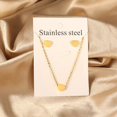 Σετ κοσμημάτων από ανοξείδωτο ατσάλι 2 τεμαχίων για γυναίκες Μοντέρνα επιχρυσωμένα κολιέ και σκουλαρίκια Δώρο γαμήλιας δεξίωσης