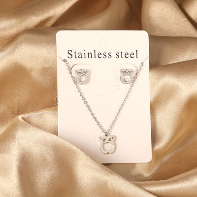 Σετ κοσμημάτων από ανοξείδωτο ατσάλι 2 τεμαχίων για γυναίκες Μοντέρνα επιχρυσωμένα κολιέ και σκουλαρίκια Δώρο γαμήλιας δεξίωσης