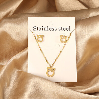 Σετ κοσμημάτων από ανοξείδωτο ατσάλι 2 τεμαχίων για γυναίκες Μοντέρνα επιχρυσωμένα κολιέ και σκουλαρίκια Δώρο γαμήλιας δεξίωσης