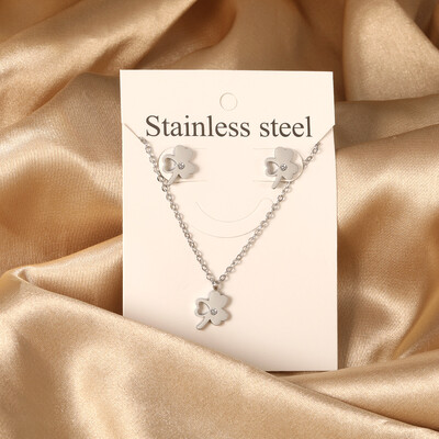 Σετ κοσμημάτων από ανοξείδωτο ατσάλι 2 τεμαχίων για γυναίκες Μοντέρνα επιχρυσωμένα κολιέ και σκουλαρίκια Δώρο γαμήλιας δεξίωσης