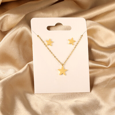 Σετ κοσμημάτων από ανοξείδωτο ατσάλι 2 τεμαχίων για γυναίκες Μοντέρνα επιχρυσωμένα κολιέ και σκουλαρίκια Δώρο γαμήλιας δεξίωσης