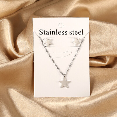 Σετ κοσμημάτων από ανοξείδωτο ατσάλι 2 τεμαχίων για γυναίκες Μοντέρνα επιχρυσωμένα κολιέ και σκουλαρίκια Δώρο γαμήλιας δεξίωσης