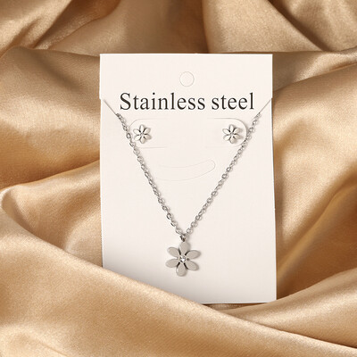 Σετ κοσμημάτων από ανοξείδωτο ατσάλι 2 τεμαχίων για γυναίκες Μοντέρνα επιχρυσωμένα κολιέ και σκουλαρίκια Δώρο γαμήλιας δεξίωσης