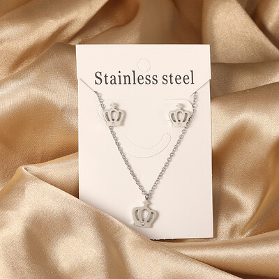 Σετ κοσμημάτων από ανοξείδωτο ατσάλι 2 τεμαχίων για γυναίκες Μοντέρνα επιχρυσωμένα κολιέ και σκουλαρίκια Δώρο γαμήλιας δεξίωσης