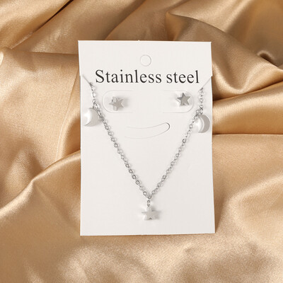 Σετ κοσμημάτων από ανοξείδωτο ατσάλι 2 τεμαχίων για γυναίκες Μοντέρνα επιχρυσωμένα κολιέ και σκουλαρίκια Δώρο γαμήλιας δεξίωσης