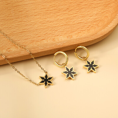 Σετ κοσμημάτων από ανοξείδωτο ατσάλι 2 τεμαχίων για γυναίκες Μοντέρνα επιχρυσωμένα κολιέ και σκουλαρίκια Δώρο γαμήλιας δεξίωσης