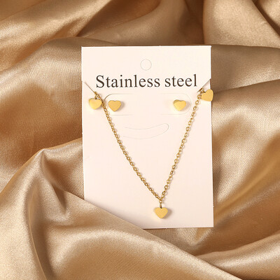 Σετ κοσμημάτων από ανοξείδωτο ατσάλι 2 τεμαχίων για γυναίκες Μοντέρνα επιχρυσωμένα κολιέ και σκουλαρίκια Δώρο γαμήλιας δεξίωσης