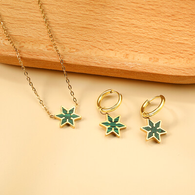 Σετ κοσμημάτων από ανοξείδωτο ατσάλι 2 τεμαχίων για γυναίκες Μοντέρνα επιχρυσωμένα κολιέ και σκουλαρίκια Δώρο γαμήλιας δεξίωσης