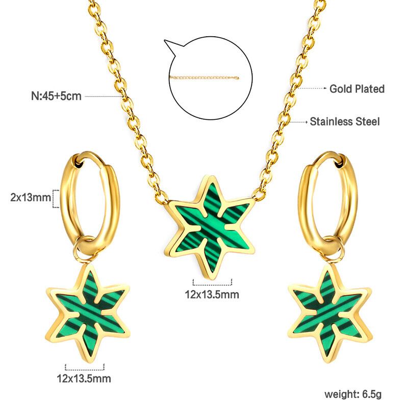 Σετ κοσμημάτων από ανοξείδωτο ατσάλι 2 τεμαχίων για γυναίκες Μοντέρνα επιχρυσωμένα κολιέ και σκουλαρίκια Δώρο γαμήλιας δεξίωσης