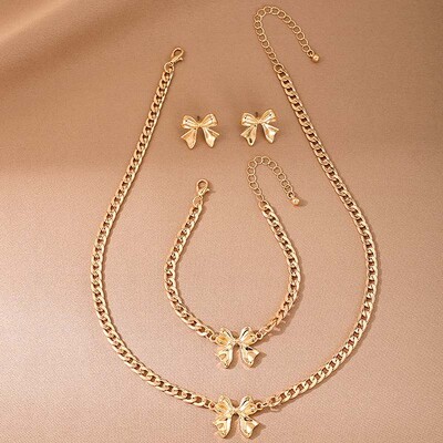 Metalinė grandinėlė Bowknot karoliai Auskarai Apyrankių rinkinys Moterims Perlų imitacijos Papuošalai Klasikiniai Naujo Stiliaus Dovanos MQ470