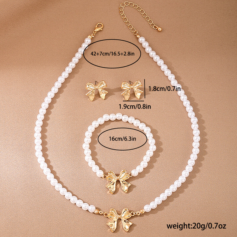 Metalinė grandinėlė Bowknot karoliai Auskarai Apyrankių rinkinys Moterims Perlų imitacijos Papuošalai Klasikiniai Naujo Stiliaus Dovanos MQ470