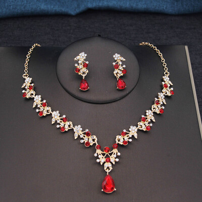 17 culori picătură de apă violet seturi de bijuterii de mireasă pentru femei, petrecere, bal, colier, cercei, accesorii pentru costum de nuntă