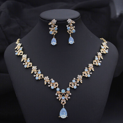 17 culori picătură de apă violet seturi de bijuterii de mireasă pentru femei, petrecere, bal, colier, cercei, accesorii pentru costum de nuntă