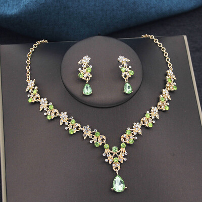 17 culori picătură de apă violet seturi de bijuterii de mireasă pentru femei, petrecere, bal, colier, cercei, accesorii pentru costum de nuntă