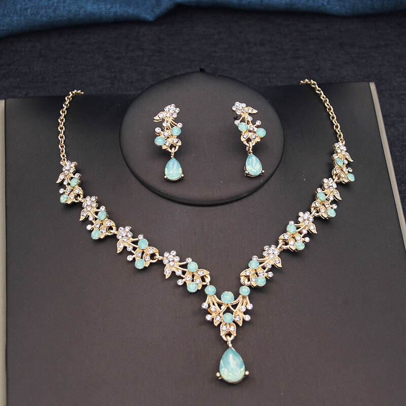 17 culori picătură de apă violet seturi de bijuterii de mireasă pentru femei, petrecere, bal, colier, cercei, accesorii pentru costum de nuntă