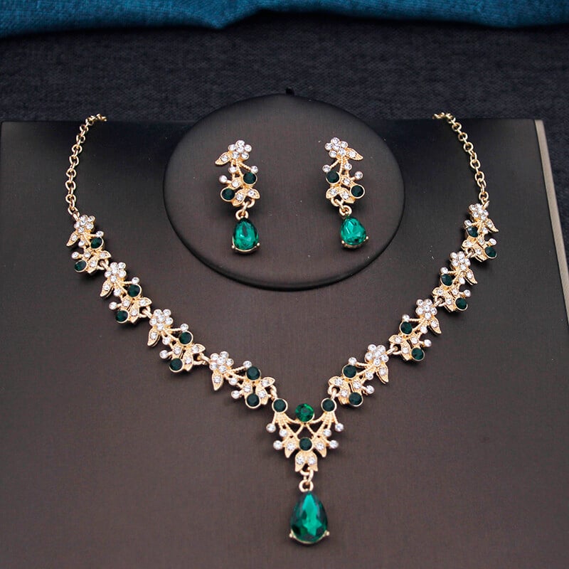 17 culori picătură de apă violet seturi de bijuterii de mireasă pentru femei, petrecere, bal, colier, cercei, accesorii pentru costum de nuntă