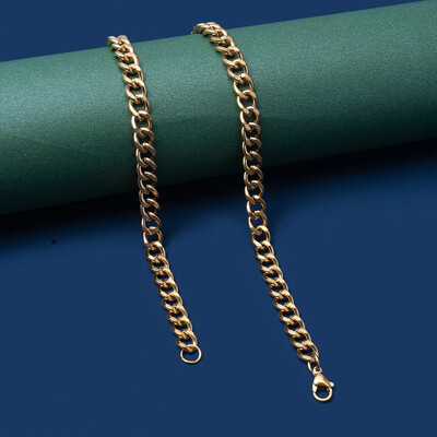 Zelta krāsas Kubas ķēdes nerūsējošā tērauda vīriešu kaklarota Vienkārša pamata ķēdes kaklarota sievietēm Hip Hop Rotaslietas Moderni aksesuāri