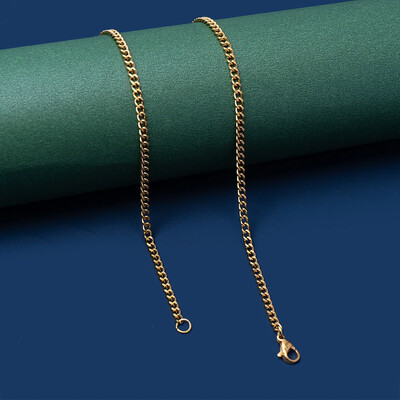 Zelta krāsas Kubas ķēdes nerūsējošā tērauda vīriešu kaklarota Vienkārša pamata ķēdes kaklarota sievietēm Hip Hop Rotaslietas Moderni aksesuāri