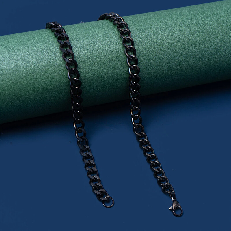 Zelta krāsas Kubas ķēdes nerūsējošā tērauda vīriešu kaklarota Vienkārša pamata ķēdes kaklarota sievietēm Hip Hop Rotaslietas Moderni aksesuāri