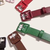 Jednostavna svestrana ženska suknja od umjetne kože Pu odjeća Kopča remena oko struka Modni četvrtasti remen s kopčom Ručno izrađen slatkog stila