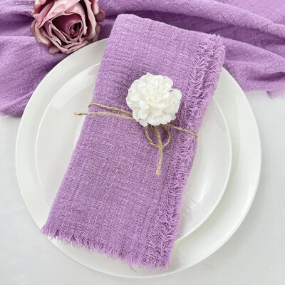 10 ks ručne vyrobených látkových obrúskov 32x32cm so strapcami, jemné rustikálne dekoratívne stolové obrúsky na svadbu/večeru/párty