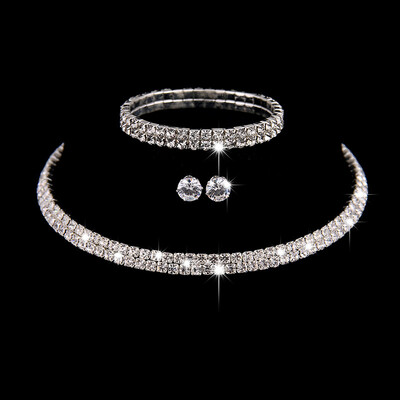 Modes līgavu kāzu juvelierizstrādājumu komplekts Pērle Rhinestone Kaklarota Auskari Dzimšanas dienas Juvelierizstrādājumi Sieviešu ballīšu aksesuāri