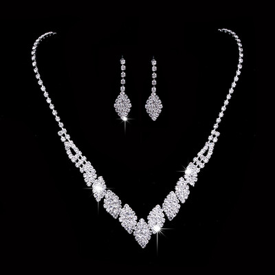 Modes līgavu kāzu juvelierizstrādājumu komplekts Pērle Rhinestone Kaklarota Auskari Dzimšanas dienas Juvelierizstrādājumi Sieviešu ballīšu aksesuāri
