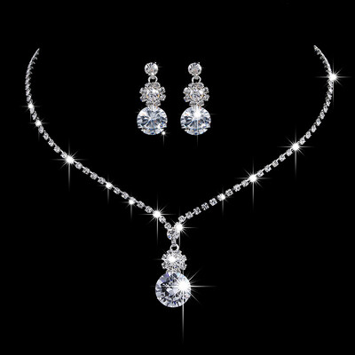 Modes līgavu kāzu juvelierizstrādājumu komplekts Pērle Rhinestone Kaklarota Auskari Dzimšanas dienas Juvelierizstrādājumi Sieviešu ballīšu aksesuāri