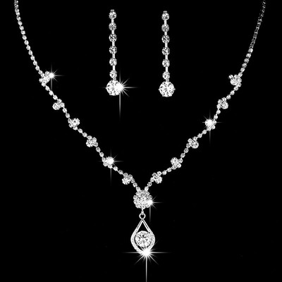 Modes līgavu kāzu juvelierizstrādājumu komplekts Pērle Rhinestone Kaklarota Auskari Dzimšanas dienas Juvelierizstrādājumi Sieviešu ballīšu aksesuāri