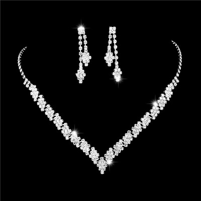 Modes līgavu kāzu juvelierizstrādājumu komplekts Pērle Rhinestone Kaklarota Auskari Dzimšanas dienas Juvelierizstrādājumi Sieviešu ballīšu aksesuāri