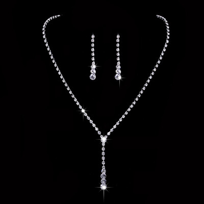 Modes līgavu kāzu juvelierizstrādājumu komplekts Pērle Rhinestone Kaklarota Auskari Dzimšanas dienas Juvelierizstrādājumi Sieviešu ballīšu aksesuāri