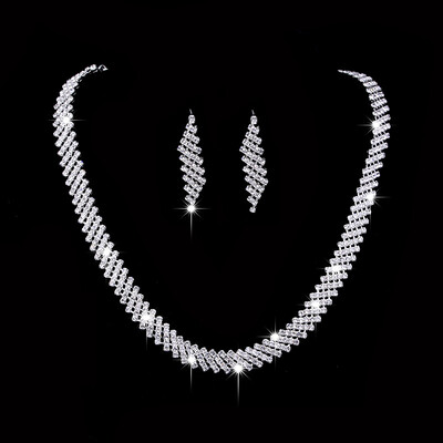 Modes līgavu kāzu juvelierizstrādājumu komplekts Pērle Rhinestone Kaklarota Auskari Dzimšanas dienas Juvelierizstrādājumi Sieviešu ballīšu aksesuāri