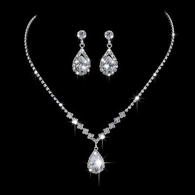 Modes līgavu kāzu juvelierizstrādājumu komplekts Pērle Rhinestone Kaklarota Auskari Dzimšanas dienas Juvelierizstrādājumi Sieviešu ballīšu aksesuāri