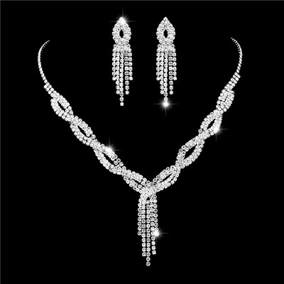 Modes līgavu kāzu juvelierizstrādājumu komplekts Pērle Rhinestone Kaklarota Auskari Dzimšanas dienas Juvelierizstrādājumi Sieviešu ballīšu aksesuāri