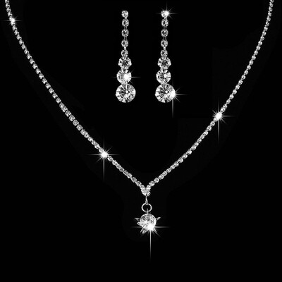 Modes līgavu kāzu juvelierizstrādājumu komplekts Pērle Rhinestone Kaklarota Auskari Dzimšanas dienas Juvelierizstrādājumi Sieviešu ballīšu aksesuāri