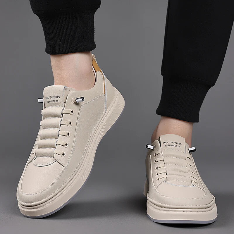 Új férfi cipők kiváló minőségű bőr alkalmi cipők férfiaknak Designer tornacipők Tenis Masculino Comfort fűzős fehér sportcipők