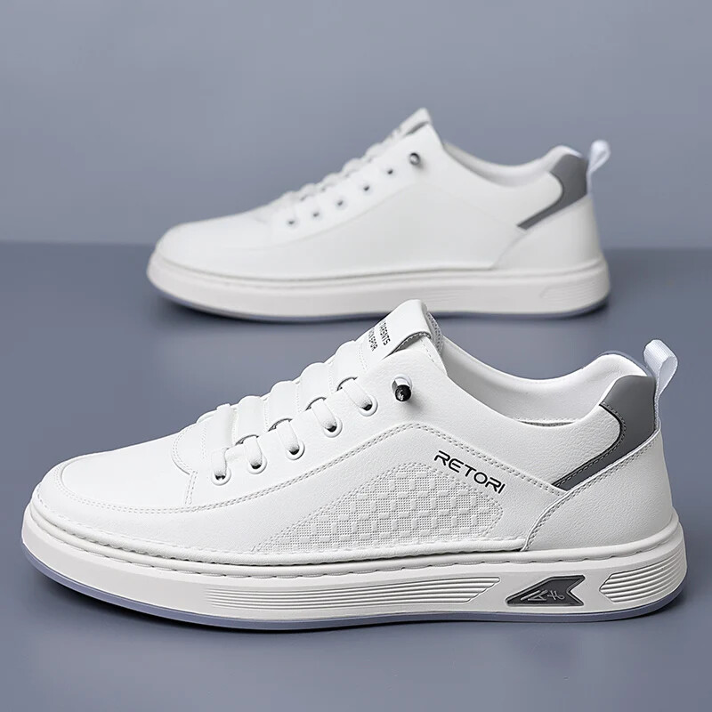 Új férfi cipők kiváló minőségű bőr alkalmi cipők férfiaknak Designer tornacipők Tenis Masculino Comfort fűzős fehér sportcipők