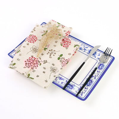 40x40 cm-es 2 db színes virágmintás szalvéták Szalvéták Pamut Anyaga Vacsora konyharuha Esküvői Étterem dekoráció