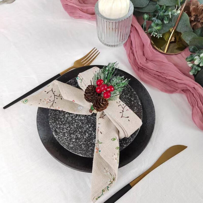 40x40 cm-es 2 db színes virágmintás szalvéták Szalvéták Pamut Anyaga Vacsora konyharuha Esküvői Étterem dekoráció