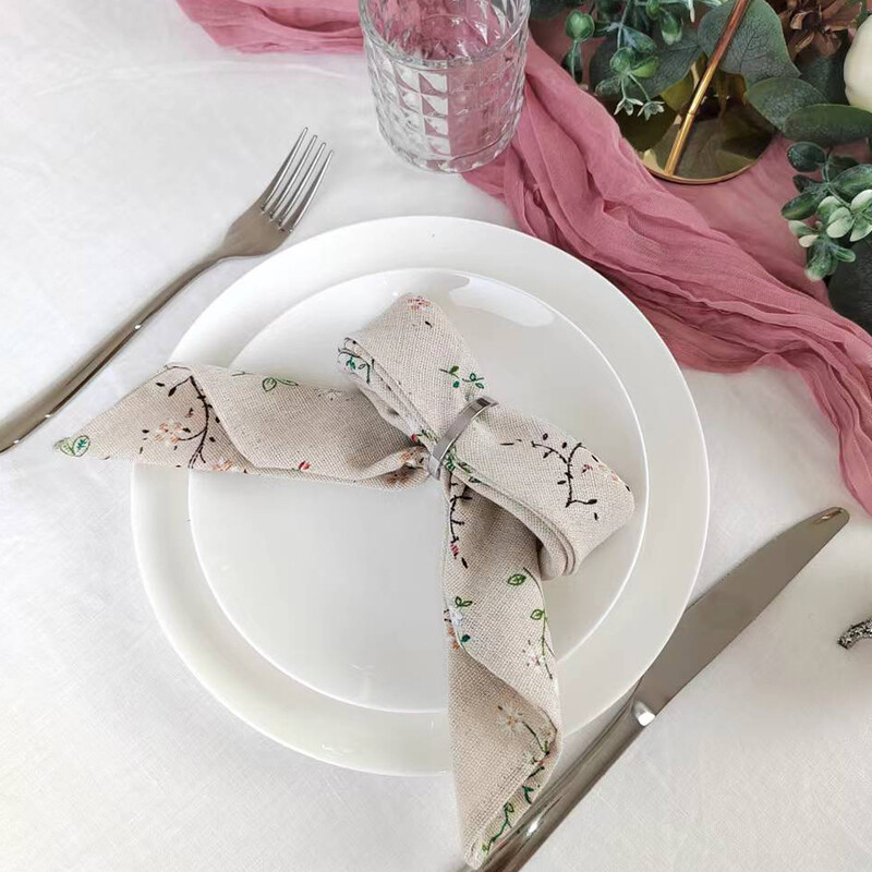40x40 cm-es 2 db színes virágmintás szalvéták Szalvéták Pamut Anyaga Vacsora konyharuha Esküvői Étterem dekoráció