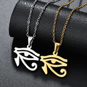 Неръждаема стомана Окото на Хор с висулка Колие Древен Египет Серия Ra Eye Choker за жени Мъж Баща Подарък за рожден ден