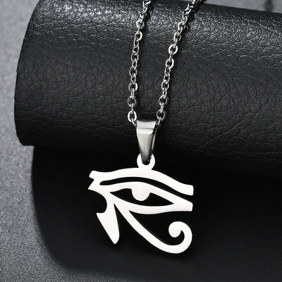 Неръждаема стомана Окото на Хор с висулка Колие Древен Египет Серия Ra Eye Choker за жени Мъж Баща Подарък за рожден ден